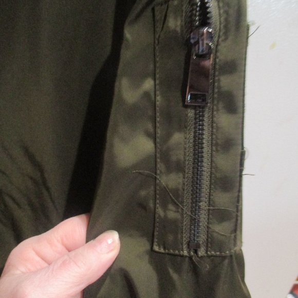 Among equals long modern lined olive black zip coat jacket 12 m - Picture 4 of 9